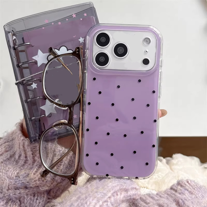 Phone Cases Girly - Korean Ins Girl Simple Purple Polka