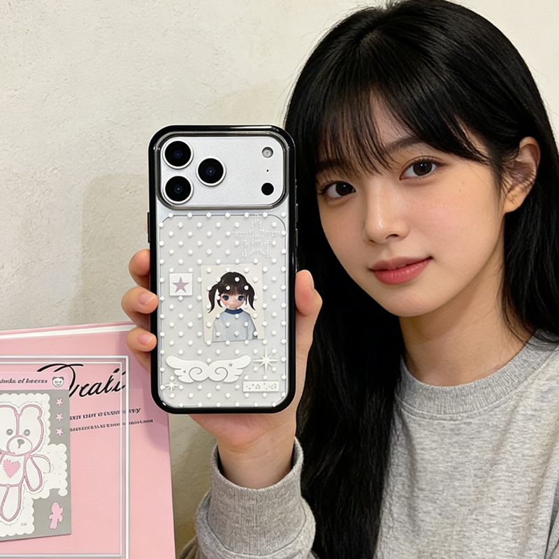 Phone Cases Girly - Ins Korean Girl Polka Dots Wing