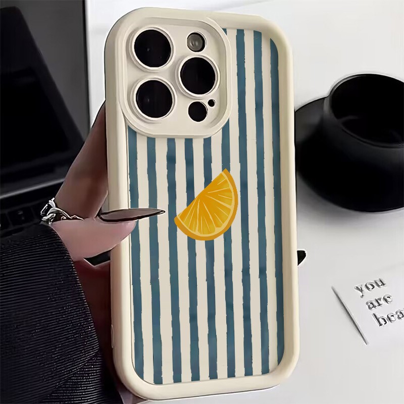 Apple Iphone 15 - Striped Lemon Slice Pattern Phone Case