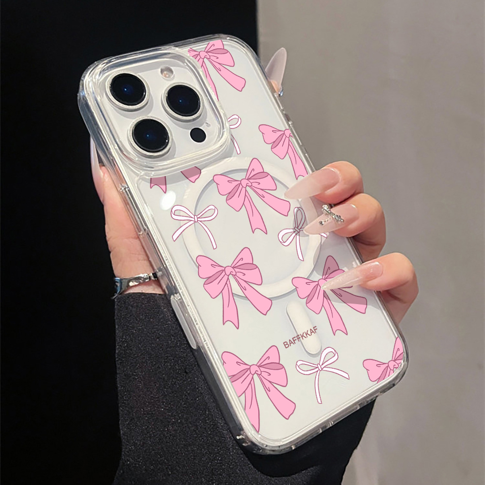 Phone Cases Girly - Pink Bow Coquette Girly Series Clear