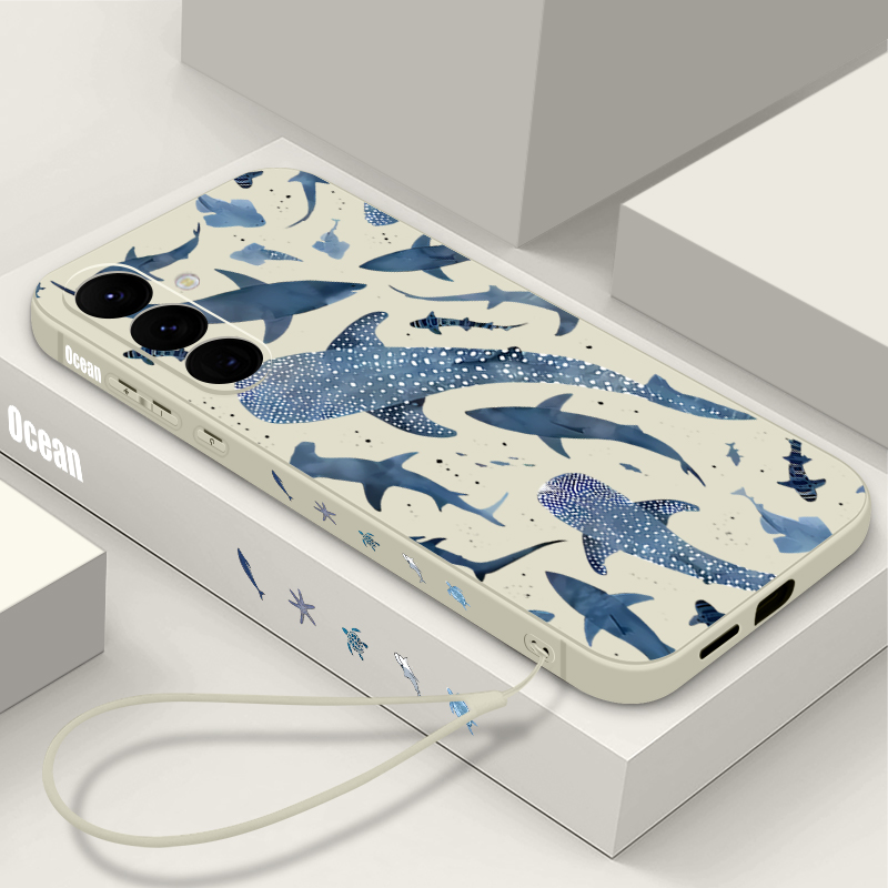Phone Cases Samsung A14 - Whale Pattern Lanyard Case For Samsung