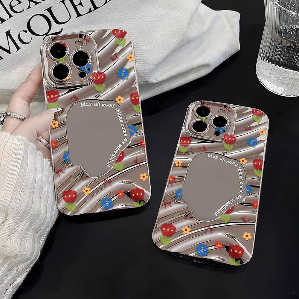 Phone Cases Girly - Silver Pattern Mirror Phone Case for
