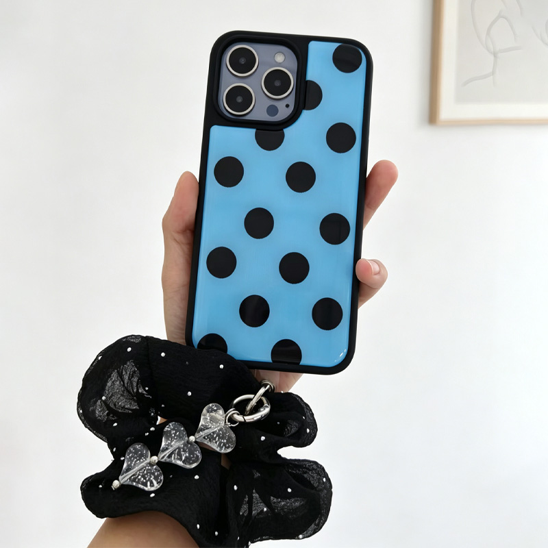 Blue Black Polka Dot Phone Cas - Phone Cases With Charms 评论和价格