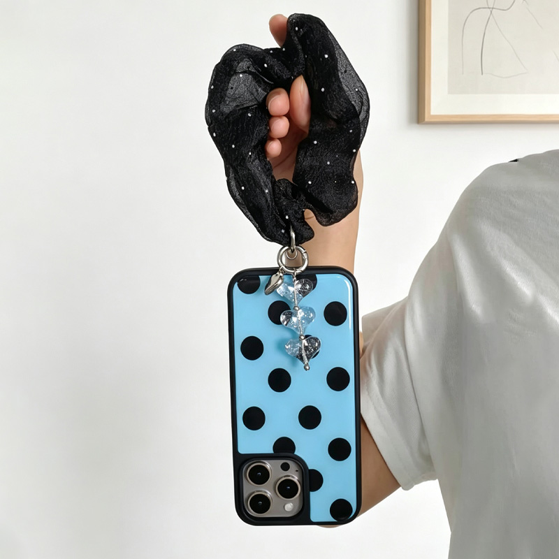 Blue Black Polka Dot Phone Cas - Phone Cases With Charms 评论和价格