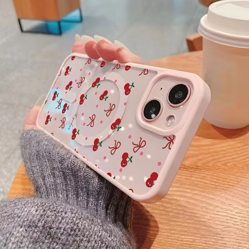 Red Cherry Printed Magnetic Ph - Phone Cases Hard 评论和价格