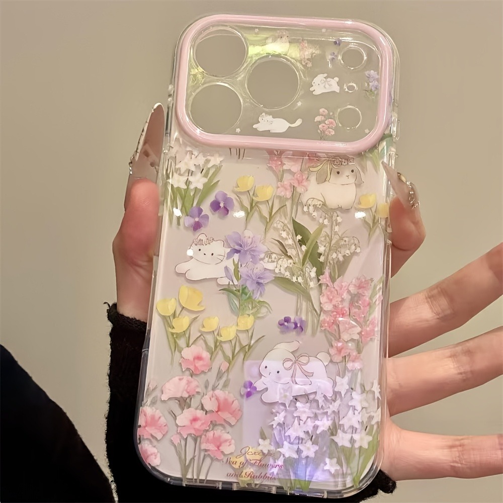 Cute Cat Colorful Flower Prote - Phone Cases With Charms 评论和价格