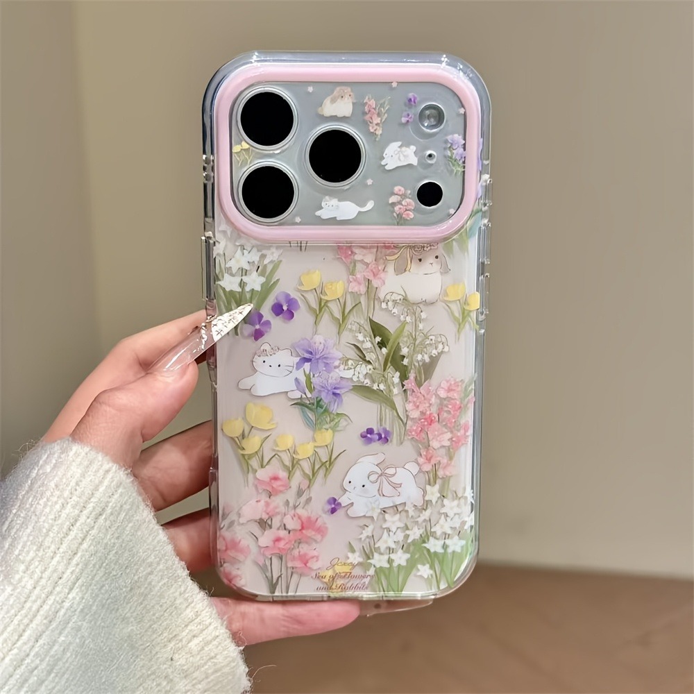 Cute Cat Colorful Flower Prote - Phone Cases With Charms 评论和价格